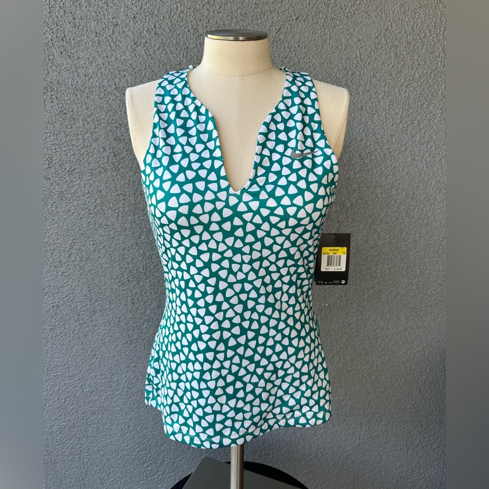 Nike Dri-Fit Women’s Tennis Tank Top Size Small Teal White Print NWT
